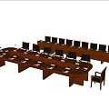 Wooden Conference Table With Black Chairs In Modern Meeting Room Setup