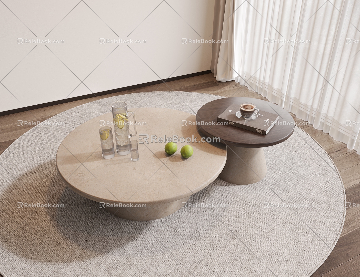 Tea Table Mother Coffee Table Tea Set Ornaments Round 3d model