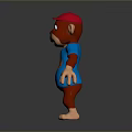 Cartoon Monkey Character In Red Hat Blue Tshirt With Basketball Design And Red Limbs