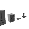 Modern Black Kitchen Appliances Set With Microwave Oven Cooktop And Refrigerator