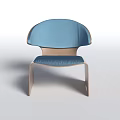 Comfortable Modern Leisure Chair With Blue Fabric Cushion And Wooden Frame Design