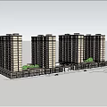 Modern High Rise Residential Buildings With Ground Floor Commercial Shops And Street View
