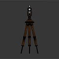 Antique Telescope Mounted On Wooden Tripod Stand For Home Decor