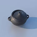 Traditional Black Ceramic Tea Pot With Lid And Double Handles For Brewing