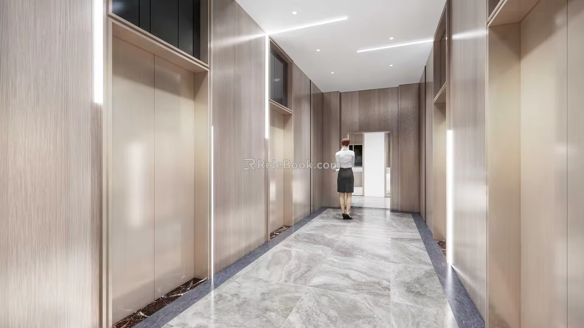 modern elevator hall 3d model