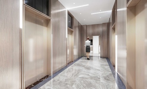 modern elevator hall 3d model