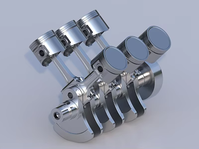 Shiny Multiple Metal Pistons As Industrial Equipment Mechanical Parts With Smooth Surface 3d model