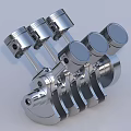 Shiny Multiple Metal Pistons As Industrial Equipment Mechanical Parts With Smooth Surface