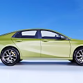 Green Modern Sedan With Sleek Body Design Sporty Front Grille Headlights And Alloy Wheels