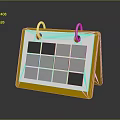Business Office Desk Calendar With Yellow Border Metal Rings And Gray Date Squares