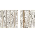 Decorative Room Divider With Laser Cut Feather Pattern And Golden Lines 3d model