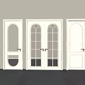 White Double Doors With Glass Panels Arched Top And Grid Design 3d model