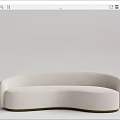 Curved Upholstered Multi Person Sofa In Beige And Gray With Dark Base