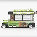 Vintage Green Bus Dining Car With Menu Boards And Hamburger Sign