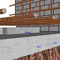 Connecting structure of pile and inclined basement foundation slab 3d model
