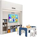 Children's Playground Featuring Picture Books Reading Smart Interaction Colorful Number Blocks And Tables Chairs