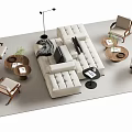 Modern Living Room Sofa Coffee Table Set With Armchairs Floor Lamp And Rug