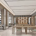 New Chinese-style Library Bookcase Tea Table and Chair Combination Sofa Coffee Table Combination Water Bar 3d model