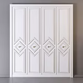 Elegant White Dresser With Diamond Pattern Design And Golden Handles