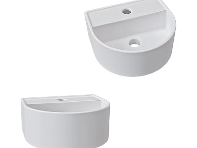 Modern White Ceramic Washbasin With Sleek Curved Design For Bathroom 3d model