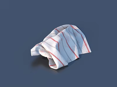 White Towel With Red Stripes Soft Absorbent Household Essential For Daily Use 3d model