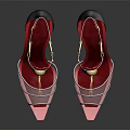 Elegant Transparent High Heels With Red Toe Cap And Golden Chain Details