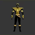 Black And Yellow Armored Superhero Character With Costume Design And Helmet