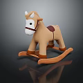 Colorful Building Blocks Rocking Horse Toy with Brown Body White Head and Red Saddle
