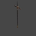Medieval Ornamental Halberd With Intricate Metal Carvings And Decorative Bronze Details For Historical Warfare