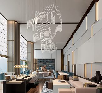 Modern Lobby Restaurant 3d model