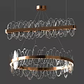 Modern Rose Gold Circular Chandelier With Transparent Glass Rings for Contemporary Interior Lighting Design