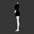 Elegant Black Leather Dress with Belt on White Mannequin