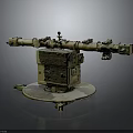 Vintage Military Weapon With Long Barrel Circular Base And Mechanical Components
