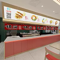 Modern Chinese Restaurant Open Ordering Area With Red Counter Green Tiled Wall And Menu