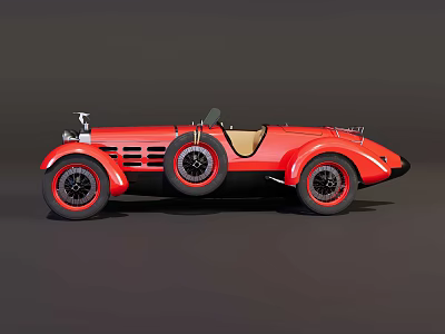 Vintage Red Classic Convertible Car With Retro Styling And Open Top Design 3d model