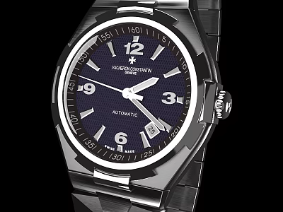 Vacheron Constantin Luxury Automatic Watch With Blue Dial Silver Hands And Stainless Steel Bracelet 3d model