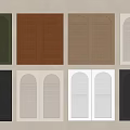 Colorful Window Shutter Panels With Arched And Rectangular Designs In Green Brown Beige White Black 3d model