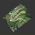 Lush Green Garden Landscape Design With Winding Paths And Natural Structures