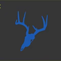 Natural Deer Skull With Large Antlers Displayed On Dark Background 3d model