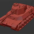 Classic Military Tank with Main Cannon Turret Heavy Armor and Metal Tracks