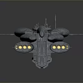 Futuristic Sci Fi Spaceship With Metallic Exterior And Orange Thruster Flames