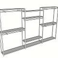Metal Frame Display Shelving Unit With Multiple Shelves And Hanging Rods
