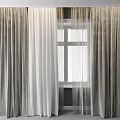 Modern Double Layer Curtains with Textured Outer and Sheer Inner Panels for Window Natural Light 3d model