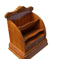 Elegant Wooden Storage Cabinet with Multiple Shelves a Drawer and Carved Top Decoration