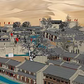 Ancient Architecture Complex With Desert Backdrop Traditional Rooftops And Historic Streets 3d model