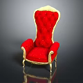 Luxurious Red Velvet Chair With Gold Accents And Elegant Design Details