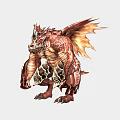 Game And Movie Character Red Winged Horned Muscular Scaled Clawed Monster
