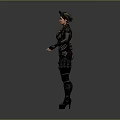 Game Movie Female Character in Black Red Fitted Combat Suit With Braided Pigtails And Headgear