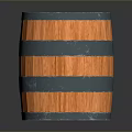 Rustic Wooden Barrel With Cylindrical Design And Metal Hoops For Home Storage And Decoration