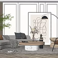 Modern sofa coffee table combination 3d model